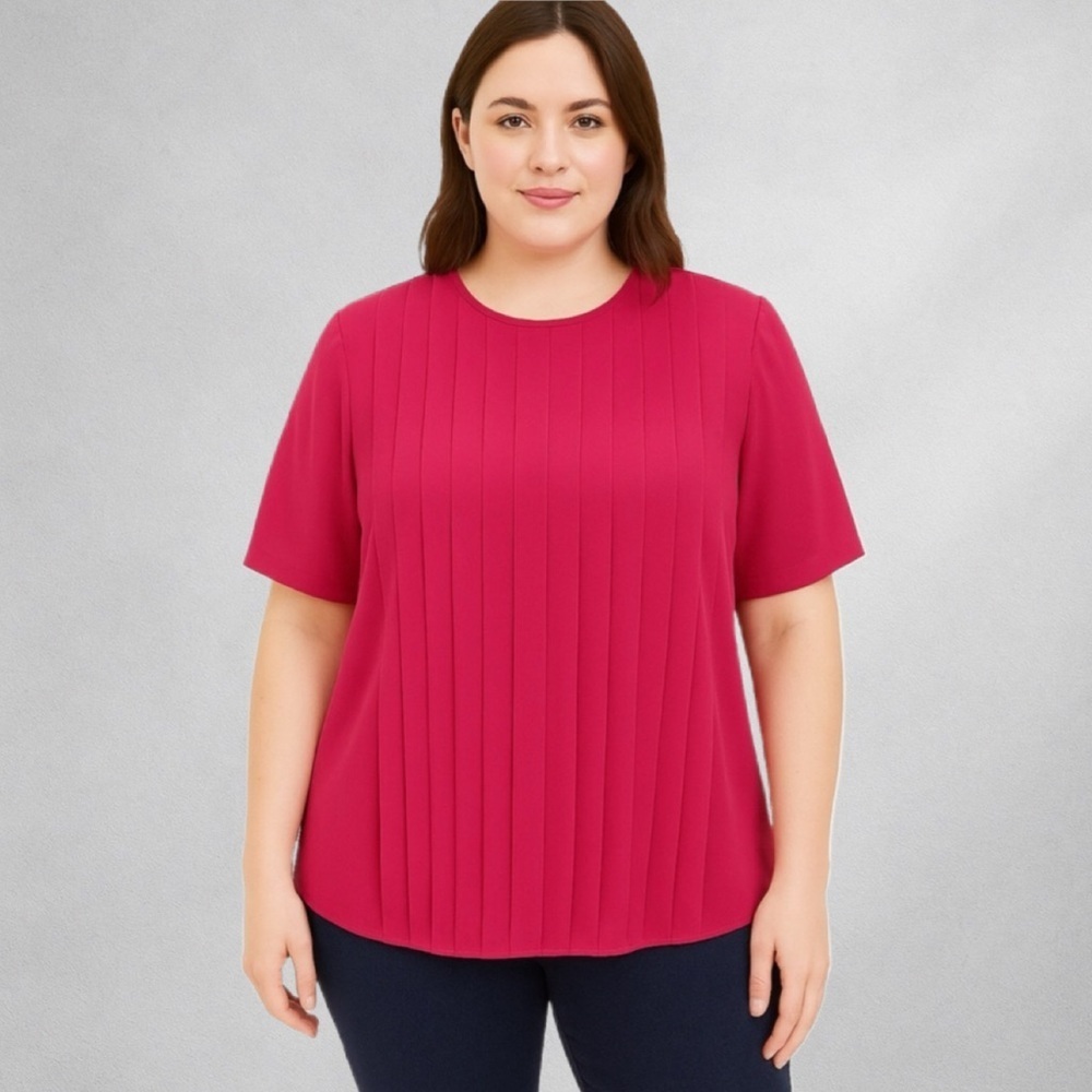 La Chine Plus Galinda Wang Women’s 20W Pink Pleated Blouse Vintage Taiwan Bb